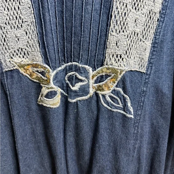 Vintage Styleworks Denim Embroidered Lace Dress/Duster